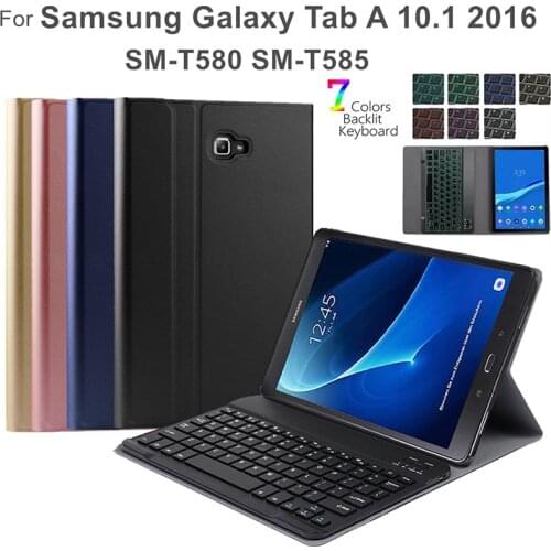 Backlit Bluetooth Keyboard Case for Samsung Galaxy Tab A 10.1 2016 SM-T585 T580 Slim Leather Cover Bluetooth Keyboard