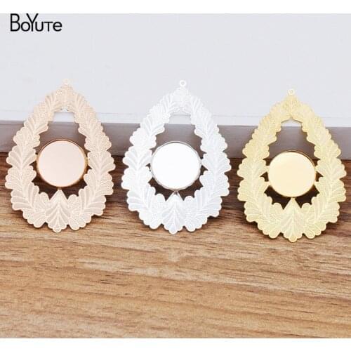 BoYuTe (10 Pieces/Lot) Fit 18MM Cabochon Metal Brass Pendant Base Diy Hand Made Jewelry Materials Wholesale
