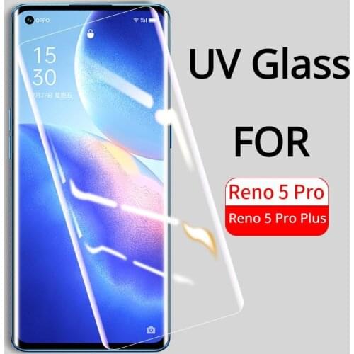 JGKK UV Liquid Full Glue Cover for OPPO Reno5 Pro Plus 5G Screen Protector Curved Ultra Clear Tempered Glass for RENO 5 Pro