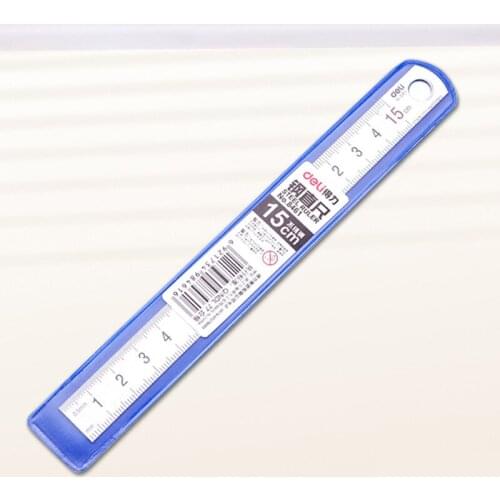 Deli 15cm Stainless Steel Metal Straight Ruler MM Inch Measuring Scale Rule Artist Art Stationery Store Office School Supply