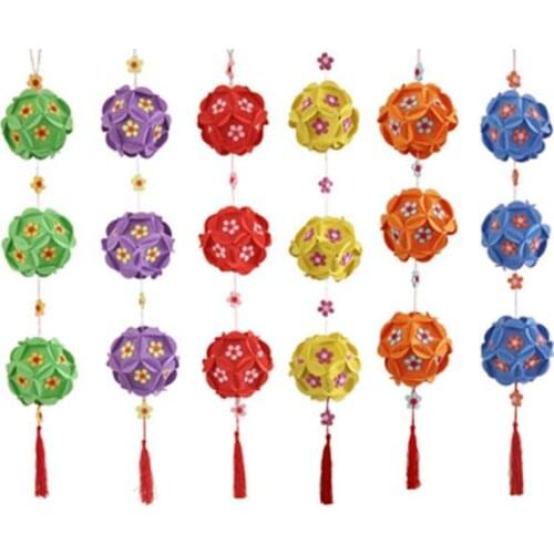 April Du Childrens diy handmade hanging flower ball Educational toys Festival party arrangement embroidered ball kindergarten