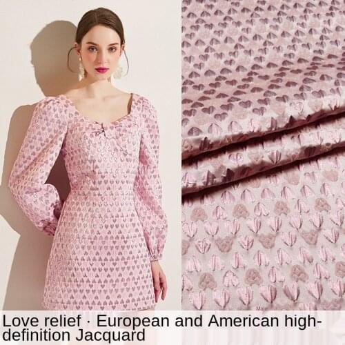 Designer jacquard fabric gold silk love yarn-dyed jacquard princess dress fabric stiff children performance dress brocade fabric