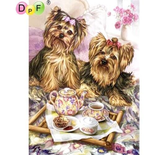 DPF 5D full Round Diamond Painting DIY Magic Cube Cross Stitch crafts gift dogs afternoon tea Diamond Embroidery Mosaic Decor
