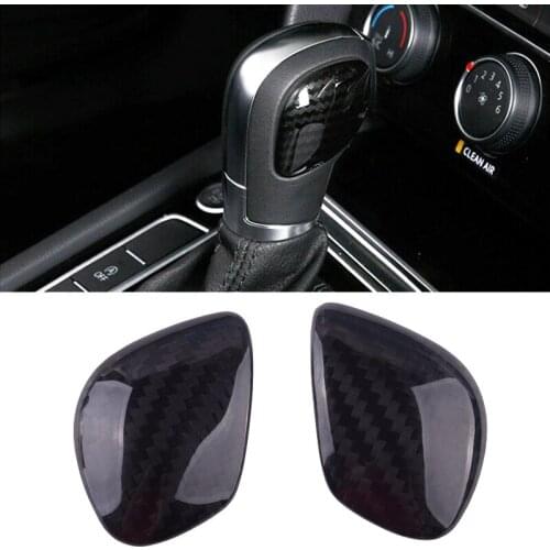 2Pcs/Set Carbon Fiber Black Car Shift Knob Badge Emblem fit for Volkswagen VW Golf GTI MK7 CC Lavida Magotan