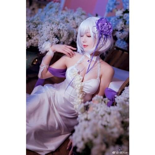 [Customized] Anime Azur Lane HMS Sirius White Rose Dress Elegant Uniform Cosplay Costume Women Halloween Carnival Free Shipping