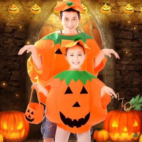 Halloween costume children adult pumpkin makeup show pumpkin costume