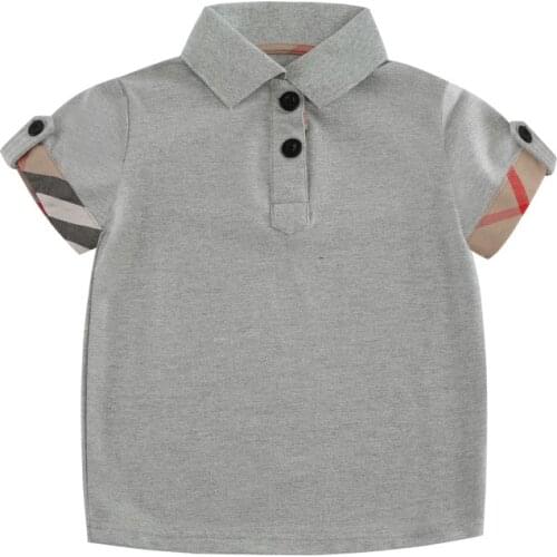 Summer Boys Girls Polo Shirts Girls Boys Cotton Short Sleeve Lapel Clothes Breathable Tops Outwear Stripe Shirt School Uniform