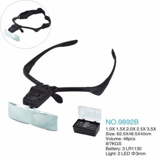 Magnifier Wearing Style Glasses loupe 1.0X/1.5X/2.0X/2.5X/3.5X Magnifier LED Head Lamps Jewelry Watch Repair Magnifying Glasses