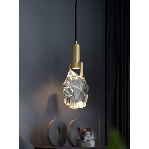 All copper bedroom bedside small chandelier creative crystal dining room bar living room background wall decorative chandelier