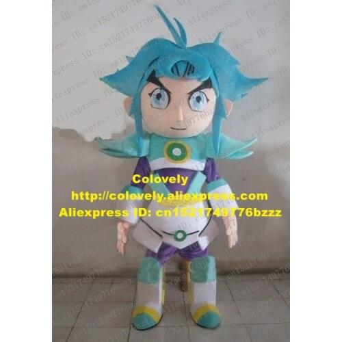 Lovely Flesh Color Fighter Mascot Costume Warrior Soldier Brave Champion Wearing White Blue Armor Mascotte No.2817 Free Shipping