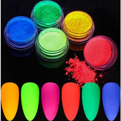 10g Fluorescent Nail Powder Neon Phosphor Colorful Nail Art Glitter Pigment Longest Lasting 3D Glow Luminous Dust Decorations