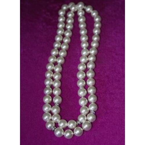 Charming 9-10 mm natural south white pearl necklace 36"