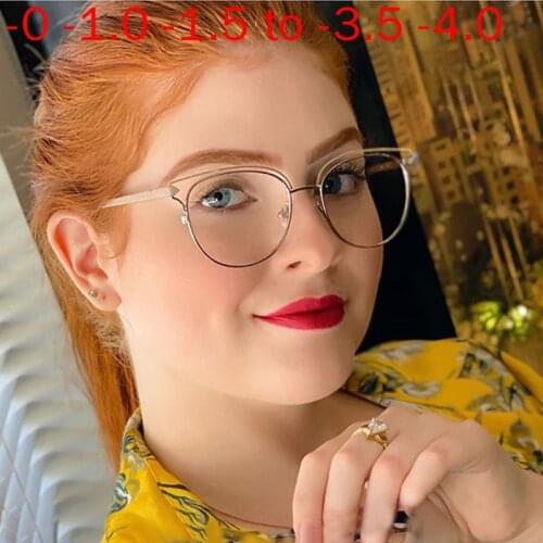 MINCL / 2020 New Mens Myopia Sun Photochromic Women Round Half Frame Optical Prescription Glasses Frame Uv400 with Box NX