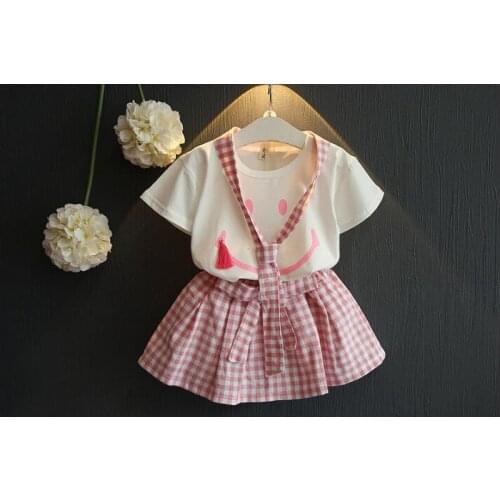 2019 Autumn Casual Plaid Clothes Solid Cartoon Kids Clothes High Quality Fashion Girls Clothes