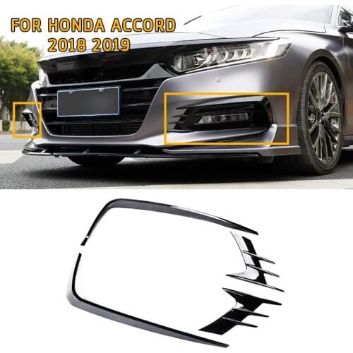 Pcmos Bright Black Front Fog Lights Lamp Eyebrow Cover Trim For Honda Accord 2018-2019 Chromium Styling Protector Stickers New
