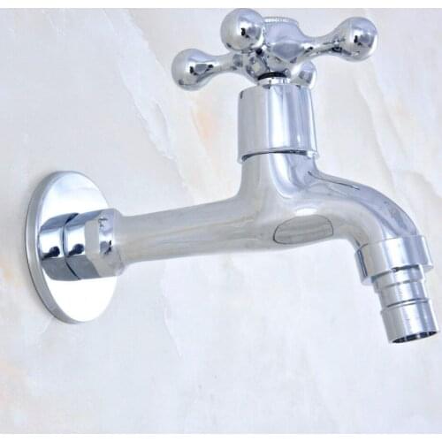 Polished Chrome Brass Bathroom Single Cross Handle Washing Machine Faucet /Garden Water Tap / Laundry Sink Water Taps mav159