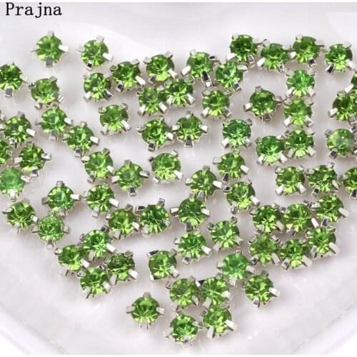Prajna 3.8-4mm 14Colors Sew On Rhinestone Stones For Clothes Silver Claws Shapes For Needlework Jewelry Wedding Dress Bags Trims