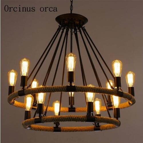 Industrial wind rope chandelier creative personality art RETRO iron bar restaurant loft American clothing store lighting