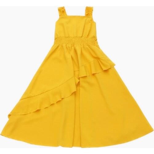 Hot sale 2020 Big girls summer chiffon dress children new fashion sleeveless elastic long princess dress for girls 4-9 years