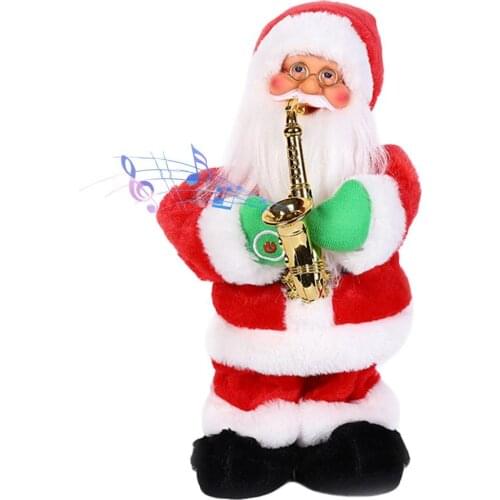 Saxophone Santa Claus Christmas Gift Doll Home Hotel Christmas Wedding Party Room Decoration Pendant Electric Music Santa Claus