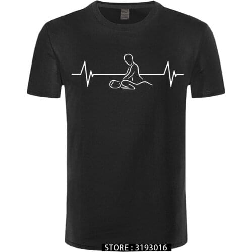Heartbeat of Massage Therapist T Shirt Men Short Sleeve Cotton Massage Mans Tshirt Tops T-shirt