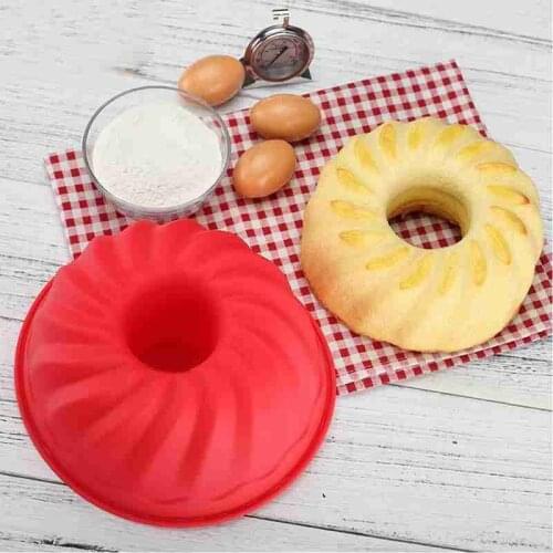 3D Large Spiral Shape Food Grade Silicone Bundt Cake Mold Fluted Bakery Tools Bread Form Pan Baking Bakeware Cake Mould
