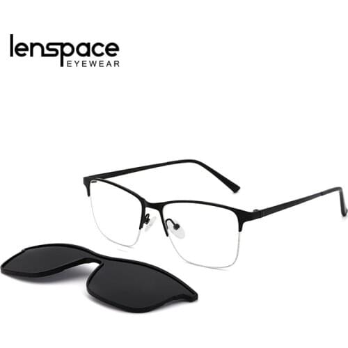 Lenspace Polarized Sunglasses Men Magnetic Clip On Glasses TR90 Optical Prescription Accessories for men Eyeglasses Frames