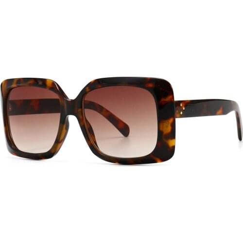 Veshion Leopard Black Square Sunglasses for Women Fashion Uv400 Big Sun Glasses for Ladies 2021 Winter Gift Items Male
