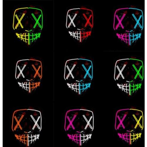 Glowing Anonymous Face EL Wire Mask Cosplay Party Supplies Luminous LED Disguised Mask For Halloween Party Decoration