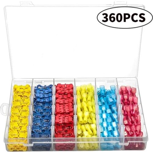 T-Tap Wire Connectors, Self-Stripping Quick Splice Electrical Wire Terminals, Insulated Male Quick Disconnect Spade Terminals