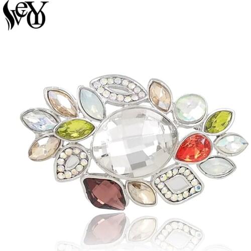 VEYO Rhinestone Crystal Leaf Brooches for Woman Scarf Pin Luxury Brooch High Quality