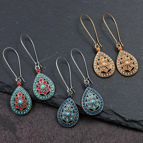 Vintage Boho India Ethnic Water Drip Beads Dangle Drop Earrings For Women Female 2019 Wedding Party Jewelry Accessories