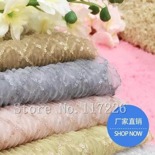 Top quality lace fabric with sequins for wedding party dress JRB-19129 embroidery French tulle lace fabric