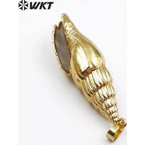WT-JP029 WKT Wholesale New Arrival Fashion Trumpet Shell Necklace Jewelry Natural Shape Pendant