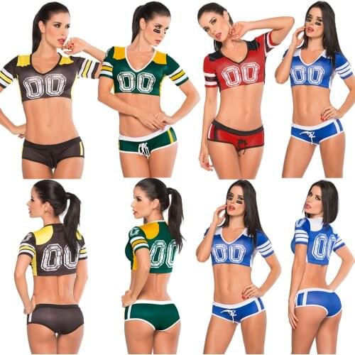 Lady Football Baby Cheerleader Costume Sexy Sport Baby Cheering Fancy Dress New Top Shorts Set Player Soccer Uniform Clothing