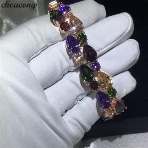 Choucong Mona Lisa bracelet Rose Gold Filled AAAAA Zircon cz Silver color Wedding bracelets for women Fashion Jewerly