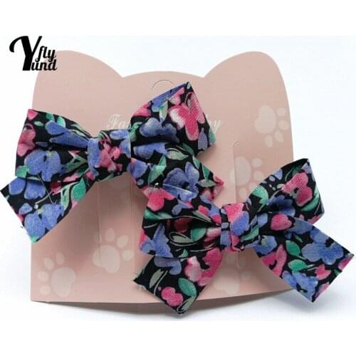 Yundfly 1 Pair Vintage Print Bowknot Bangs Hairpin Fashion Plaids Bows Baby Hair Clip DIY Children Headwear Christmas Decoration