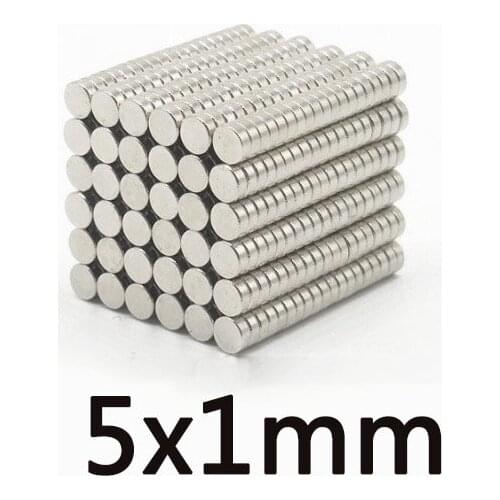 100/200/300PCS Thin Neodymium Strong Magnet 5x1mm Permanent Small Round Magnet 5x1mm Powerful Magnets Disc 5*1mm