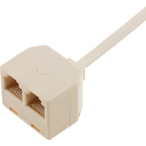 2 Way 6P4C RJ11 Telephone Phone Line Modular Splitter Female to Male Beige
