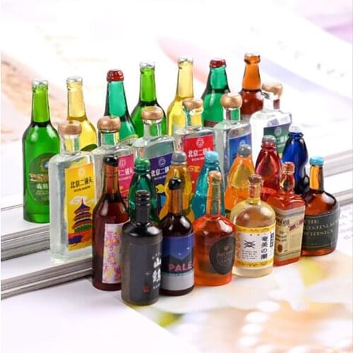 20pcs Miniature Dollhouse Food Resin Different Mini Wine Water Beverage Bottle f For Blyth Barbies Doll Dollhouse Miniture Toys