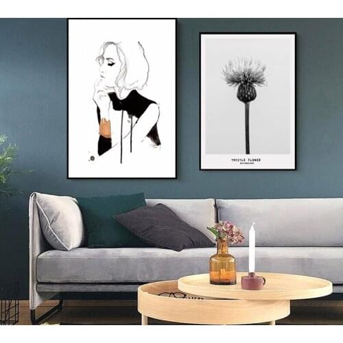 Abstract Geometric patchwork Brief strokes woman modern decorative Picture Canvas Wall Art Poster for room office hotel decor