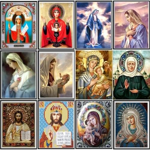 2021 New 5D DIY Diamond Painting Cross Stitch Religious Icon Character Crystal Mosaic Shaped Embroidery Rhinestone Decoration