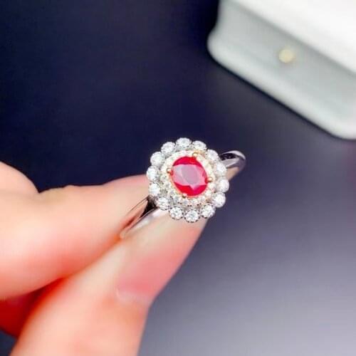 CoLife Jewelry 4mm*5mm Real Ruby Wedding Ring for Woman Natural Ruby Silver Ring Fashion 925 Silver Ruby Jewelry Gift for Wife