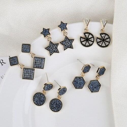 Cool Geometry Studded with Rhinestone Drop Earrings For Women Fashion Jewelry Elegant S925 Needle Female Earring Good Gift
