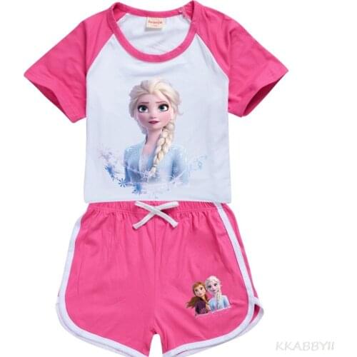Disney Summer Baby Girls Clothes Frozen Summer Baby Girls Clothes Cute Cartoon Top+Toddler Pants Infant Clothing Suit Sets