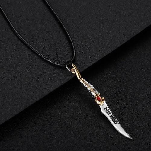 Best Dagger Crystal Necklace Pendant Not Today Leather Chokers Gold Custom Necklace Punk Party Jewelry Women Long Necklaces