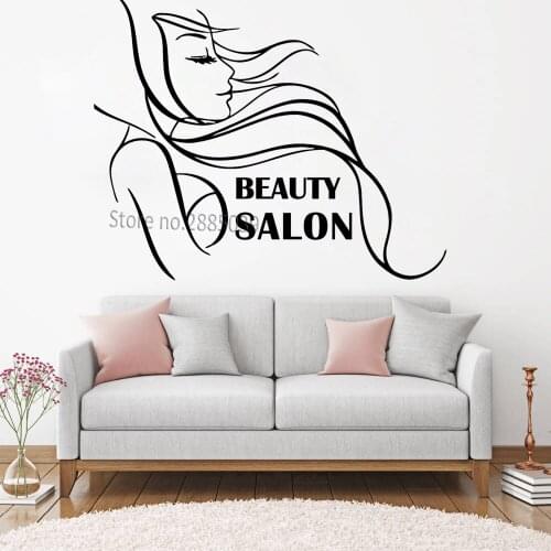 Makeup Hair Care Barber Wall Decals Beauty Salon Woman Beautiful Decal Lashe Sticker Beauty Hair Salon Shop Art Wall Decor LC878