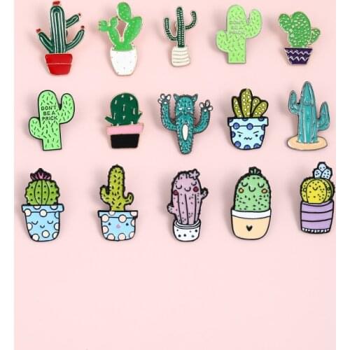 Small and Cute Accessory Cartoon Plant Enamel Pins Colorful Cactus Chlorophytum Potted Brooches Badges Denim Lapel Jewelry Gift
