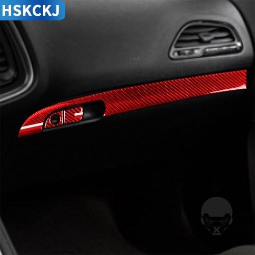 For Dodge Challenger 2015 Multicolor Carbon Fiber Sticker Co-Pilot Glove Box Handle Panel Strip Styling Interior Car Accessorie