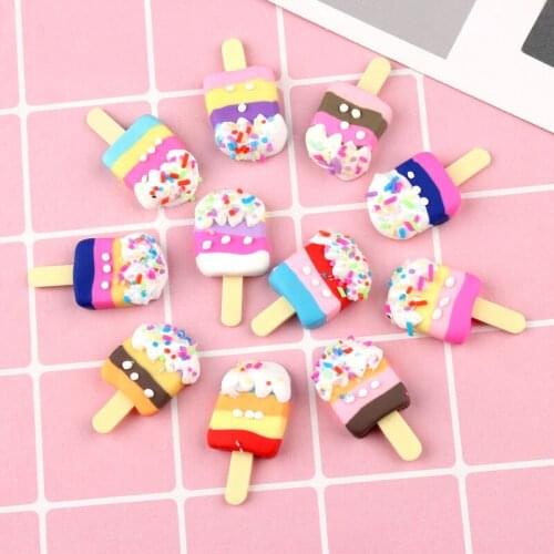 New Arrival Polymer Clay Resin Cabochon Clay Beads Charms Cute Ice Cream Cameo Clay Girl hair Jewelry DIY 10pcs 17*36mm